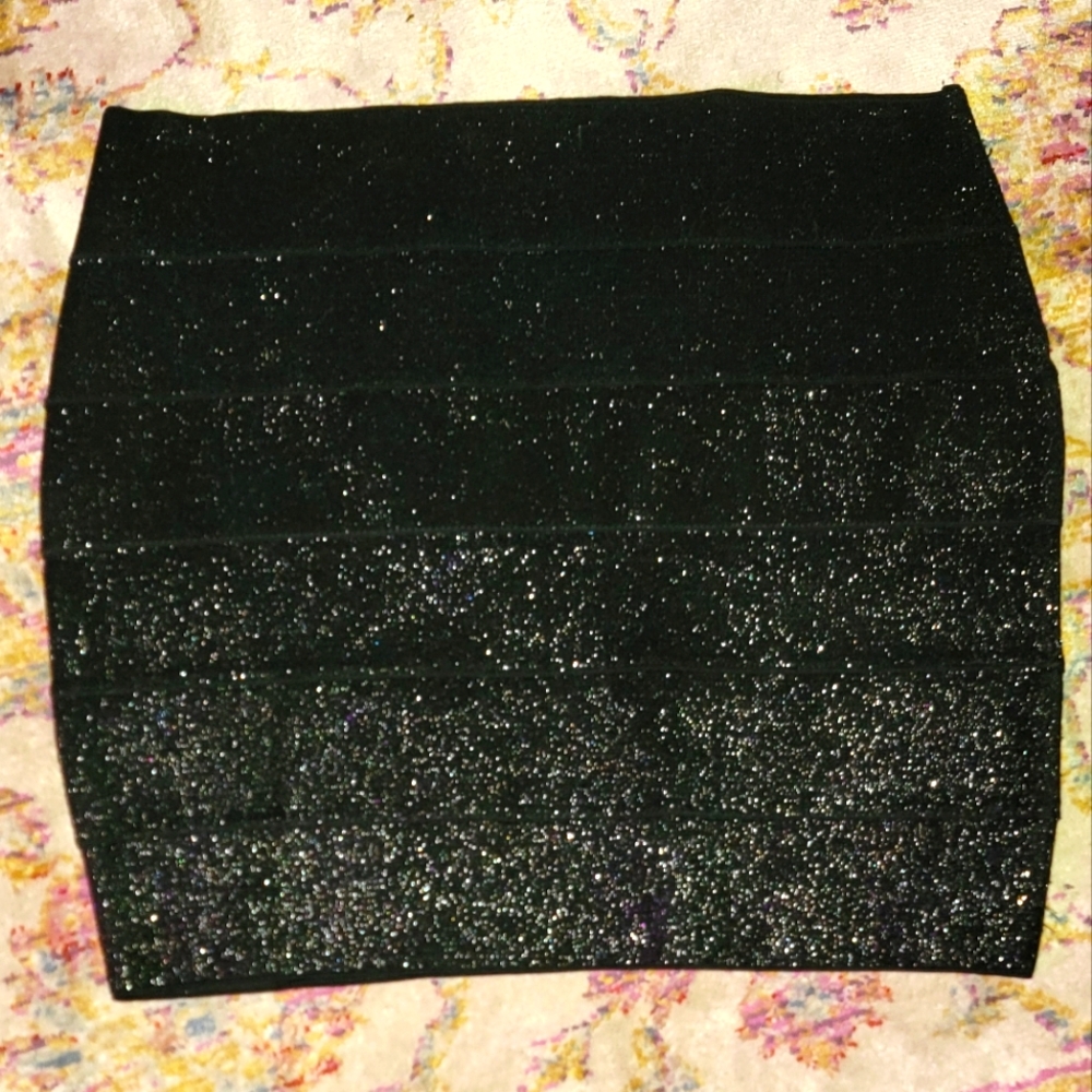 Free Generation Black Sparkle Bandage Mini Skirt